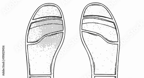 Footprint outlines showing wear patterns on shoe soles.