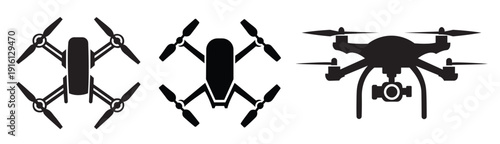 drone icon set flat illustration