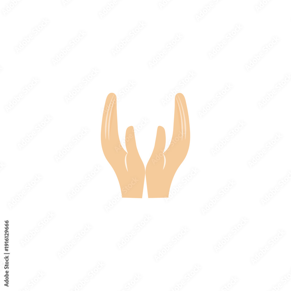 Obraz premium Vector illustration of two hands cupped together in a prayer or giving gesture, isolated on white background. Symbol of care, hope, and charity.