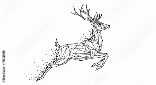 Geometric Deer Illustration with Fragmenting Body.