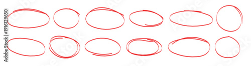 Selection of highlights circle, set of pen brushes highlight