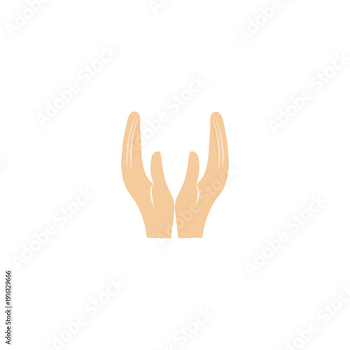 Vector illustration of two hands cupped together in a prayer or giving gesture, isolated on white background. Symbol of care, hope, and charity.