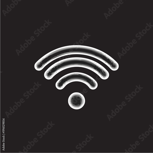 Glowing Wi-Fi Signal Icon on Dark Background.