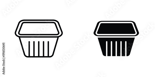 Aluminum foil food container icon in doodles flat and line stroke pack