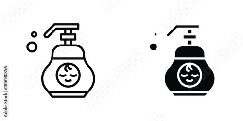 Baby shampoo icon in doodles flat and line stroke pack