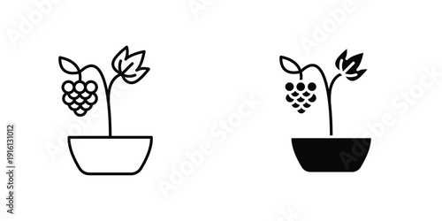 Berry shrubs and vines icon in doodles flat and line stroke pack