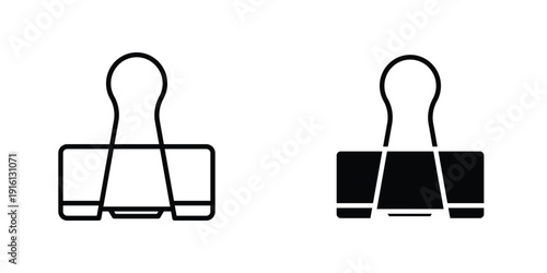Binder clip icon in doodles flat and line stroke pack