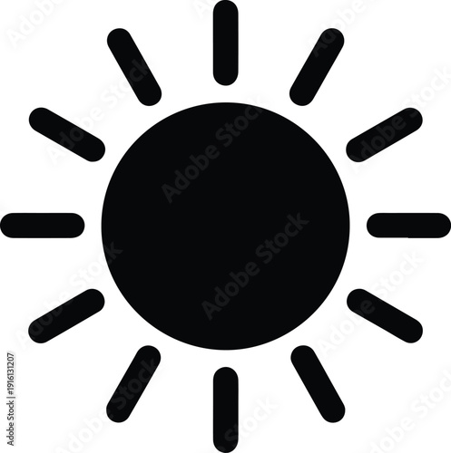 silhouette minimal sun icon hot weather bright day light vector design