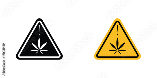 Cannabis packaging warning sign in doodles flat and line stroke pack