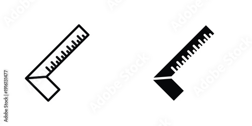 Carpenter ruler icon in doodles flat and line stroke pack