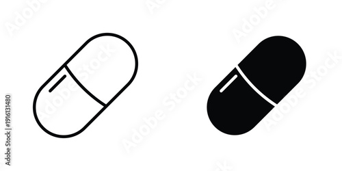 Capsule icon in doodles flat and line stroke pack