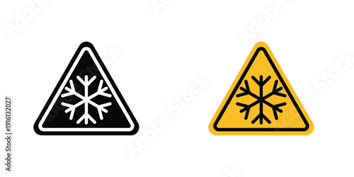 Cold warning sign in doodles flat and line stroke pack