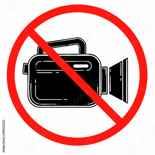 No Video Recording Allowed Sign with Camera Symbol.