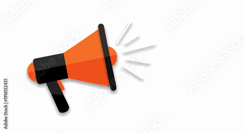 Orange and Black Megaphone Emitting Sound Waves.