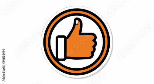 Orange Thumbs Up Icon Symbol of Approval and Success.