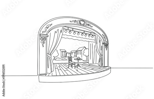 one continuous line Theater stage modern seats.