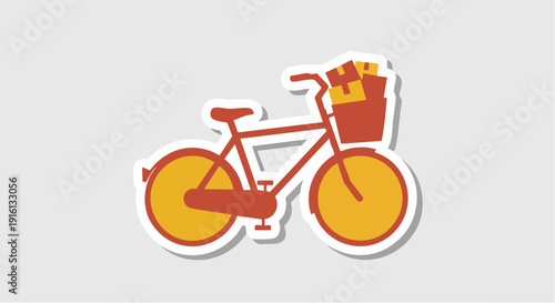 Retro Bicycle with Basket Full of Flowers.