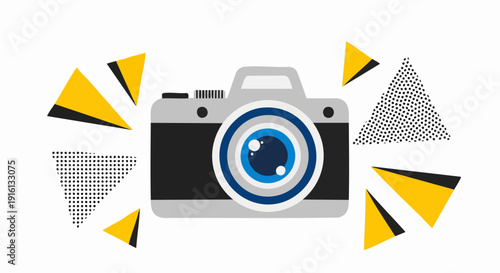 Retro Camera with Abstract Geometric Shapes.