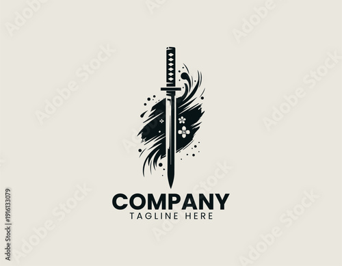 katana samurai traditional black vector logo illustration