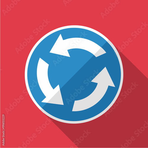 Free Download Roundabout traffic sign with three arrows indicating direction. - GFXLoad