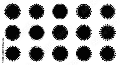 Collection of modern black and white label and seal designs