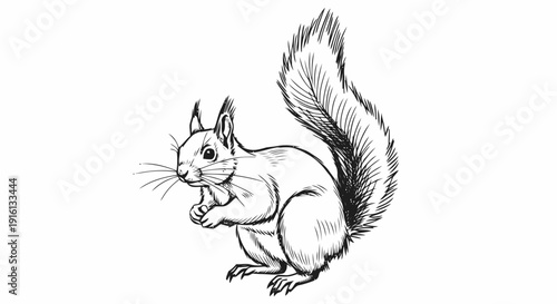 Detailed Squirrel Illustration with Nut.