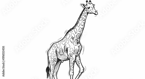 Giraffe Standing with Head Turned to Side.
