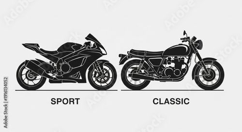 Sport and Classic Motorcycle Comparison Illustration.