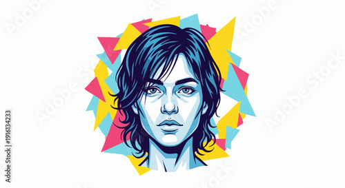 Stylized Portrait of a Young Person with Intense Gaze.