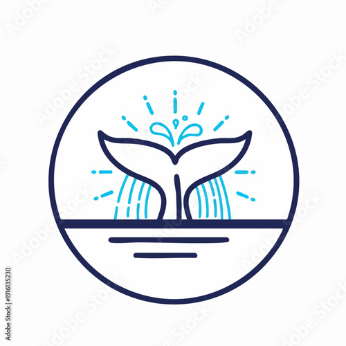 Whale Tail Spouting Water Icon.