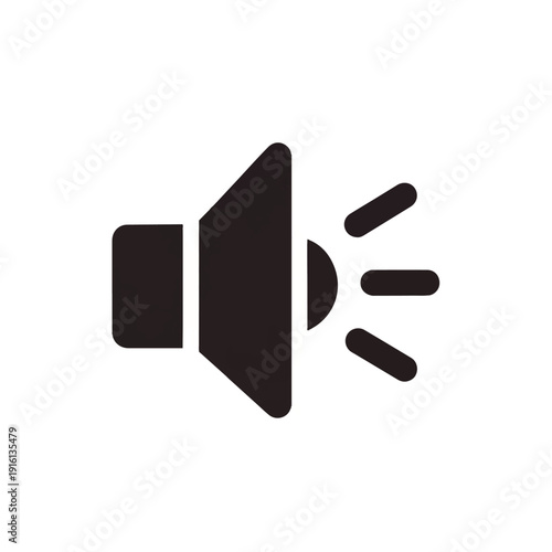 Black Loudspeaker Icon Emitting Sound Waves.