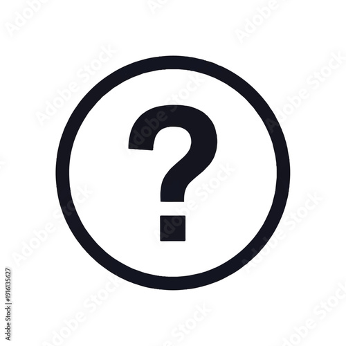 Black Question Mark Symbol Inside Circle.