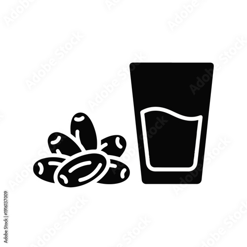 Coffee Beans and Coffee Cup Illustration.