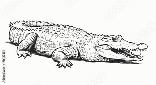 Detailed Illustration of an Alligator.