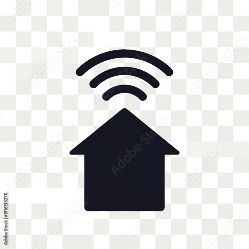 House Icon with Wireless Signal Symbol.