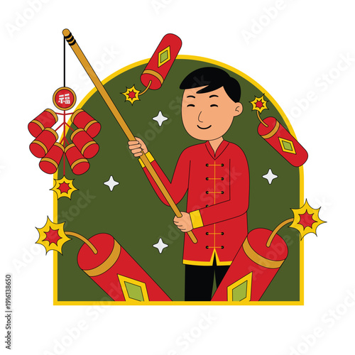 Man Lighting Firecrackers for Celebration