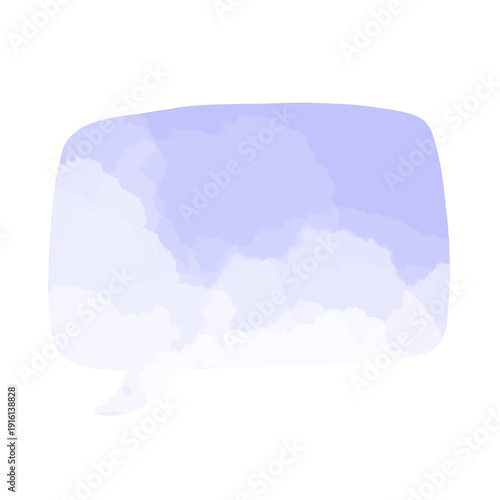 Purple Watercolor Cloud Speech Bubble Illustration, Cute Hand Drawn Dialog Box for Kids Design, Social Media Template, Planner and Sticker