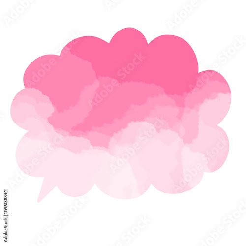 Pink Watercolor Cloud Speech Bubble Illustration, Cute Hand Drawn Dialog Box for Kids Design, Social Media Template, Planner and Sticker