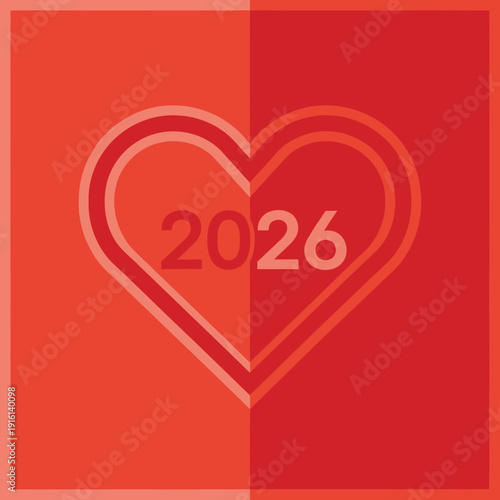 Heart Shape with 2026 Date Inside.
