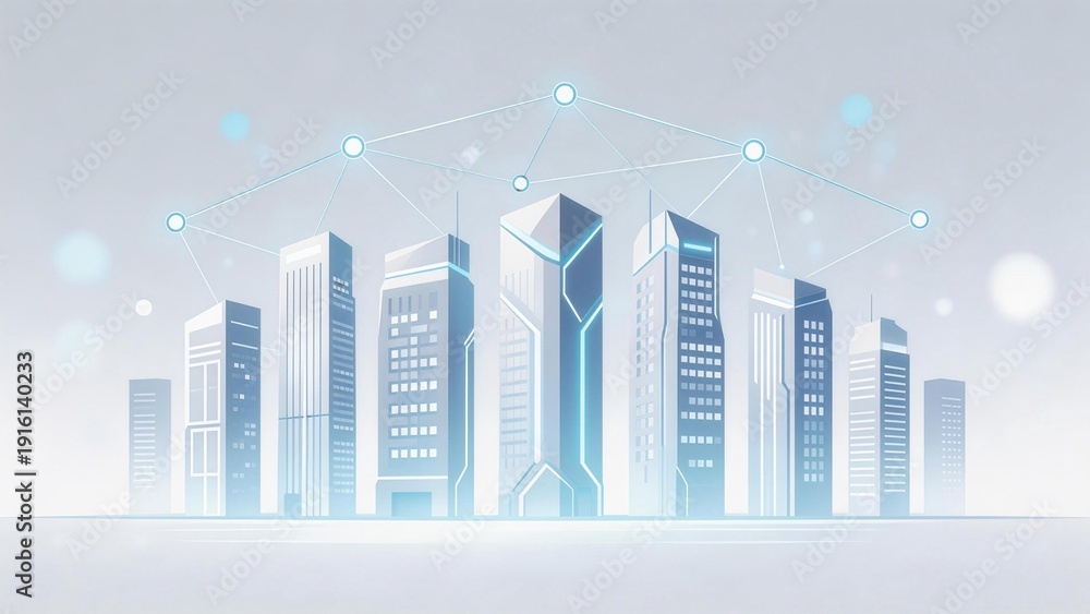 Fototapeta premium Futuristic cityscape with network connections