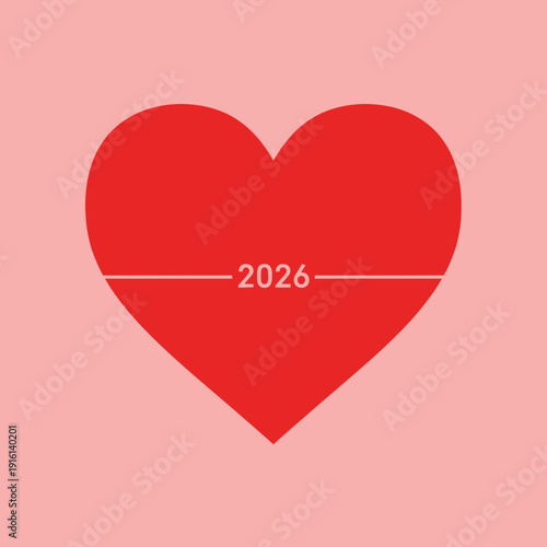 Red Heart Shape with 2026 Date Inside.