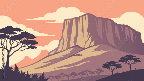 Minimal Tepui Landscape Illustration