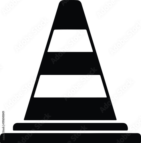 silhouette traffic cone icon for road safety construction warning sign vector design