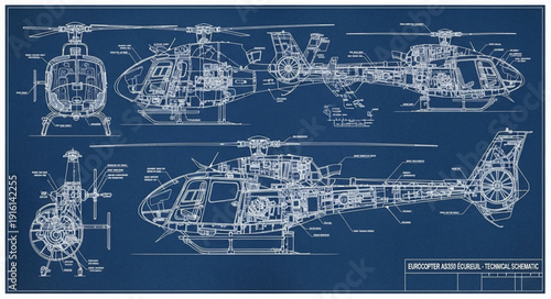 Detailed Blueprint of a Modern Helicopter Design.