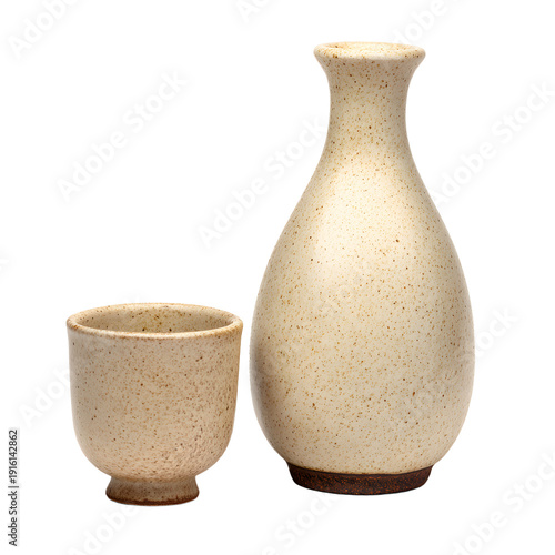 Elegant Beige Ceramic Sake Set - High-Quality Drinkware for Fine Dining Experience
