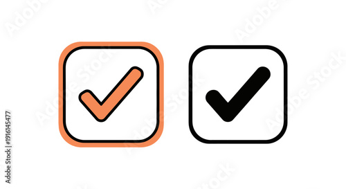 Two Check Mark Icons One Orange One Black.