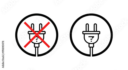 Electrical Plug Symbols for Connection and Disconnection.