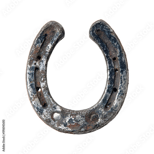 Rustic Metal Horseshoe with Visible Wear and Nail Professional Image