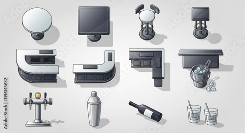 Collection of modern kitchen appliances and bar tools.