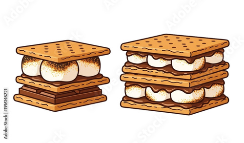 Double decker smore camping snack vector illustration